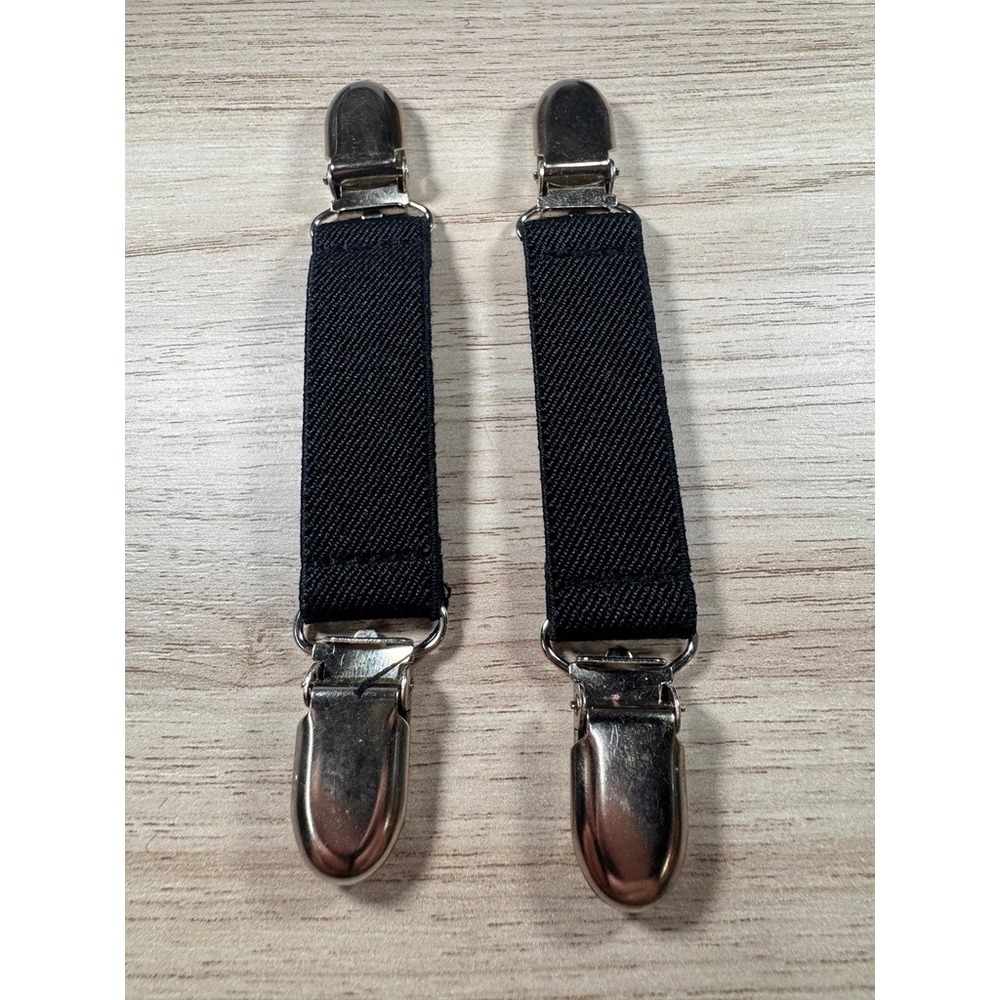 2 Pairs Black Elastic Glove Clips Silver Metal Mitten Clips for Kids and Adults